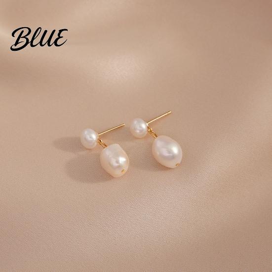 Plier-wrapped Faux Pearl Earrings 1 Pair Women Stud White Dangling