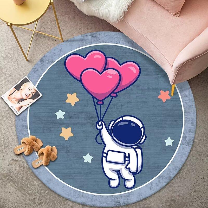 Modernes Kinderzimmer Runder Teppich Cartoon Astronauten Dekor Teppiche Junge Kinderzimmer Nachttischteppich Wohnzimmer Sofa Stuhl Bodenmatte