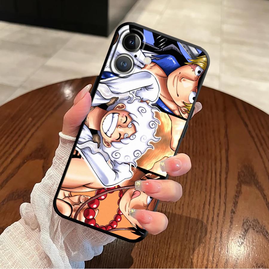 One Piece Luffy Anime Black Soft Phone Cover Case for iPhone XR 7 8 13 12 11 17 Pro Max 15 16 14 Plus XS Max 17Air