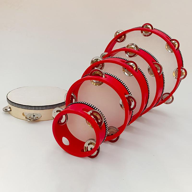 1Pc Wooden Tambourine 4/6/8/10-Inch Beige Rim With Metal Jingles Musical Educational Percussion Instrument For Concert Church Pa