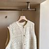 Sweet Single-breasted Sweater Vest Jacket Women's Autumn and Winter New Atmosphere Knitted Crochet Vest Top