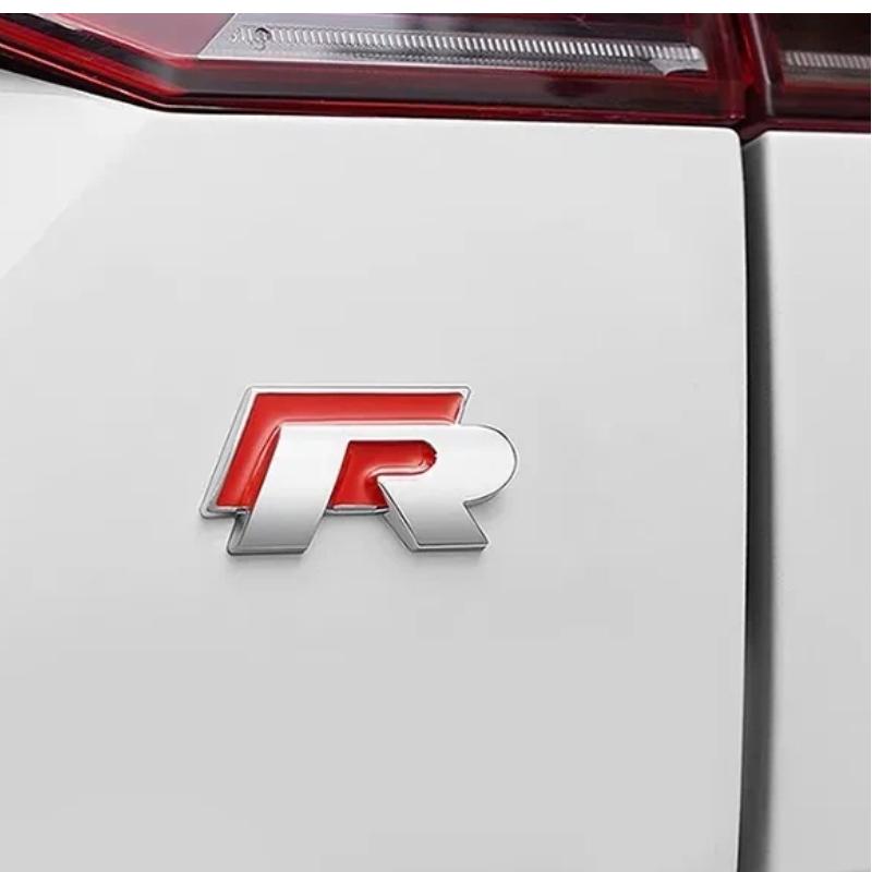 3D Metal R Line Logo, Car Front Grill Badge Rear Trunk Emblem Sticker for G-ol-f 4 5 6 7 P-ol-o P-assa-t T-igua-n T-oura-n C-C T-ouare-g