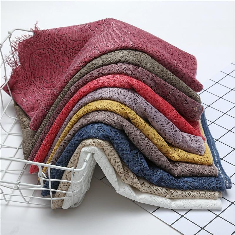 Spitzen-Patchwork Damen Malaysischer Schal Wickeltuch Muslimischer Hijab Kopftuch Sommer Islamischer Langer Schal