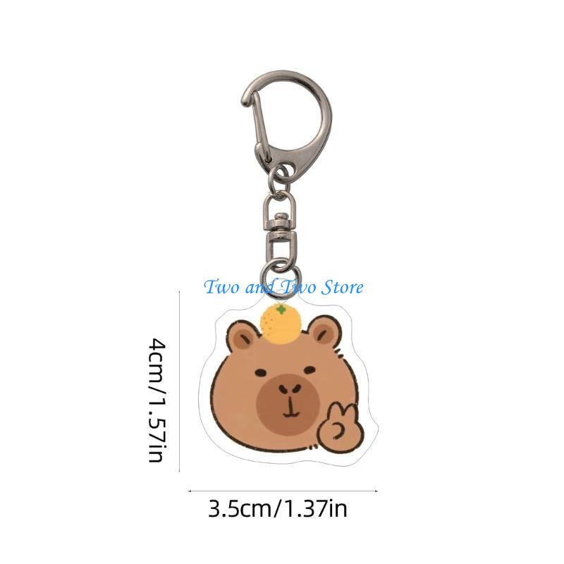HX6F Double Sided Acrylic Keychain Adornment Adorable Pendant Keyrings Charm
