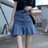 Denim Skirt Ladies Short Fishtail Retro High Waist Ruffled Hip A-line Skirt