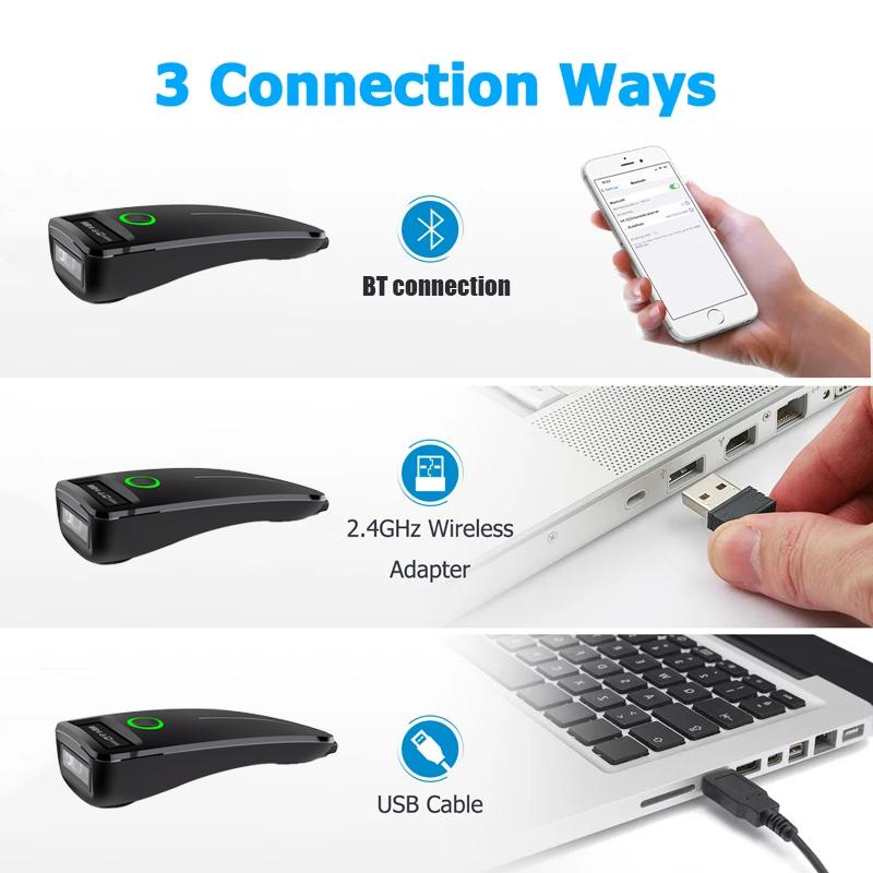 Scanner Codici a Barre 2D W7 Mini Wireless Bluetooth Portatile Manuale Lettore Codici 1D 2D QR Code Data Matrix PDF417 Con Funzione di Archiviazione