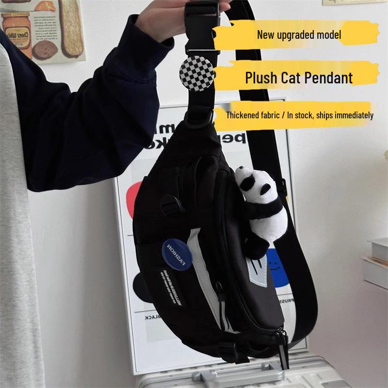 Japanese Workwear Style Messenger Bag: Versatile Men's Waist, Shoulder, & Chest Bag for Sport, Cycling & Casual Use