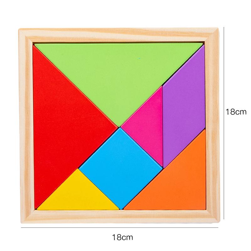 1 Stück Bunter Kiefernholz Tangram Puzzle Spielzeug Mit Musterpapier Mehrere Größen Erhältlich Geeignet Für Kinder Ab 3 Jahren