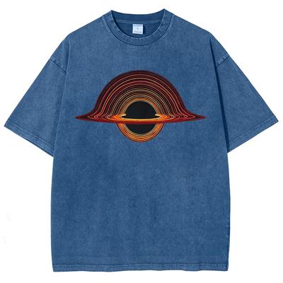 T-shirt da Donna Stile Retro Americano Astratto Divertente Larga Lavata Oversize Manica Corta Top alla Moda Design Carino
