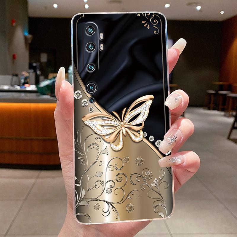 Phone Case For Xiaomi Mi cc9 Pro/Mi Note 10/Mi Note 10 Pro Butterfly Bow Protective Casing Transparent Soft Silicone TPU Cover