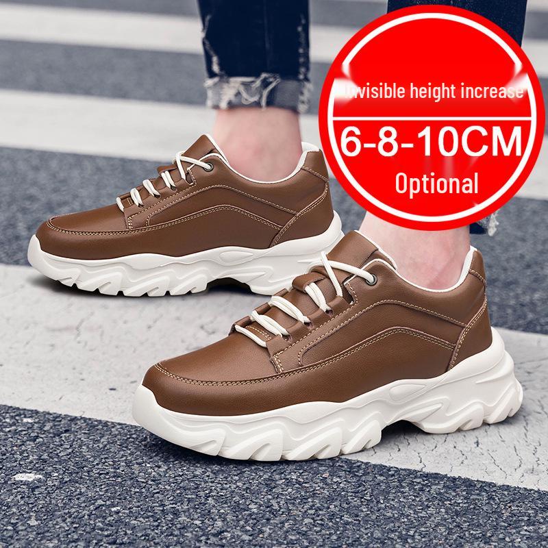 Men's 8cm Height Increasing White Breathable Casual & Running Shoes