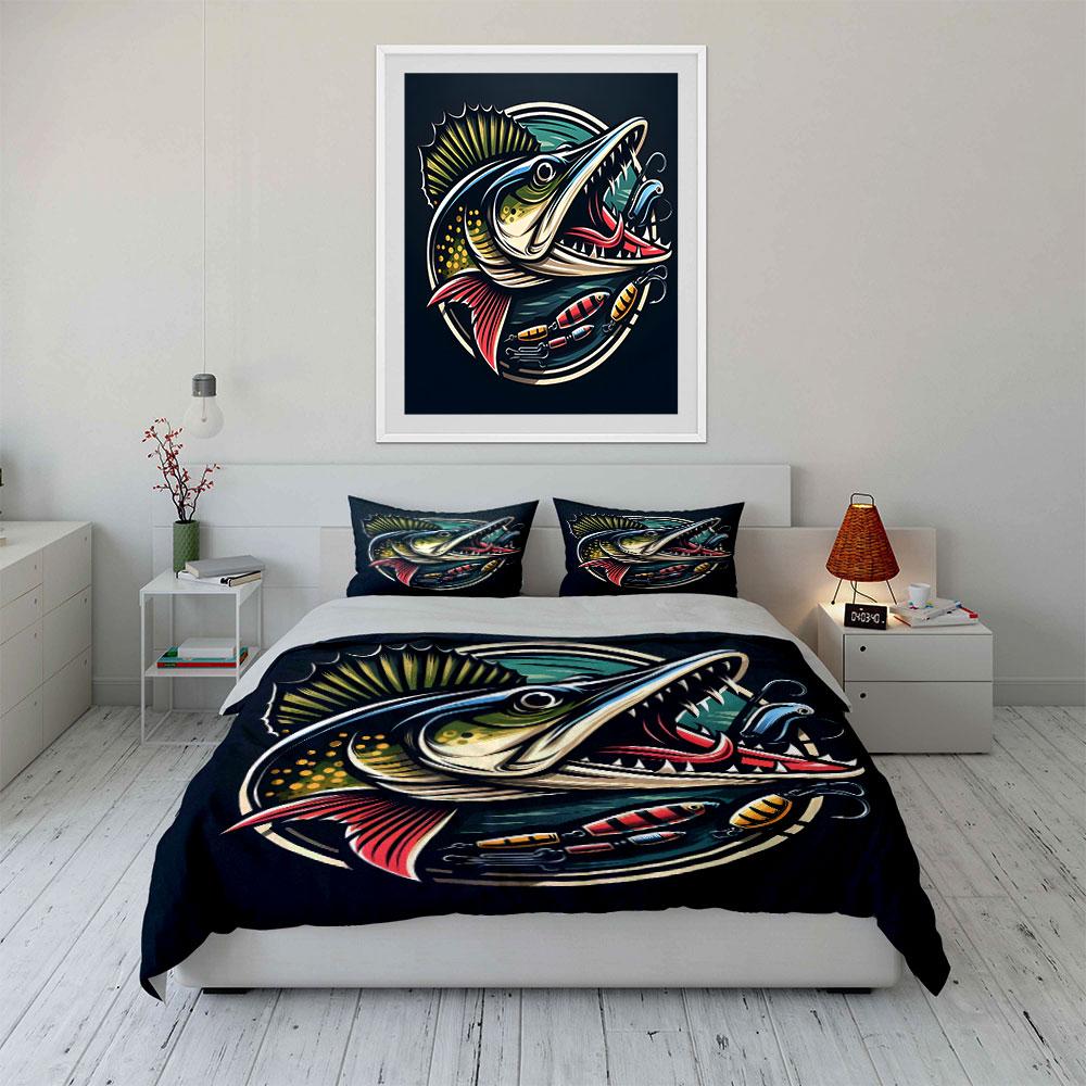 Fishing Lure Set For Anglers Multiple Sizes Kid'S And Adults' Bedroom Exquisite 3Pc Bedding Set, Gift