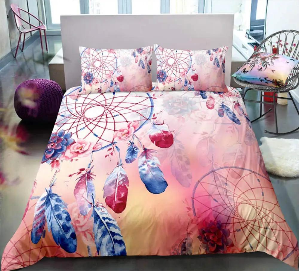 

Pink Feathers Soft Duvet Cover Set,Feather Patern Beding Set for Young Girls,Beautiful Pink Warm Comforter Cover,Bird Comfortable Quilt Cover 120*200cm Single