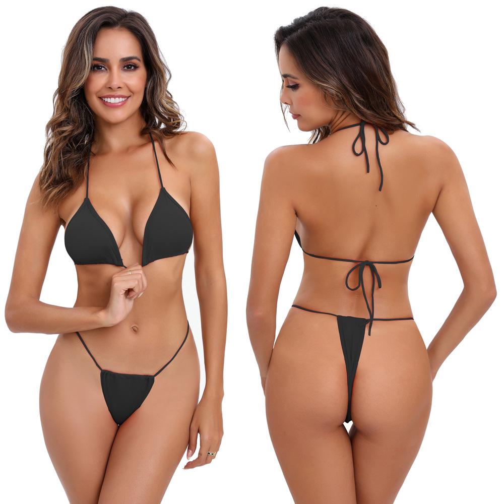 2025 Modern Lace-Up Bikini Solid Color Split Swimsuit - Stylish & Sexy Women's Set