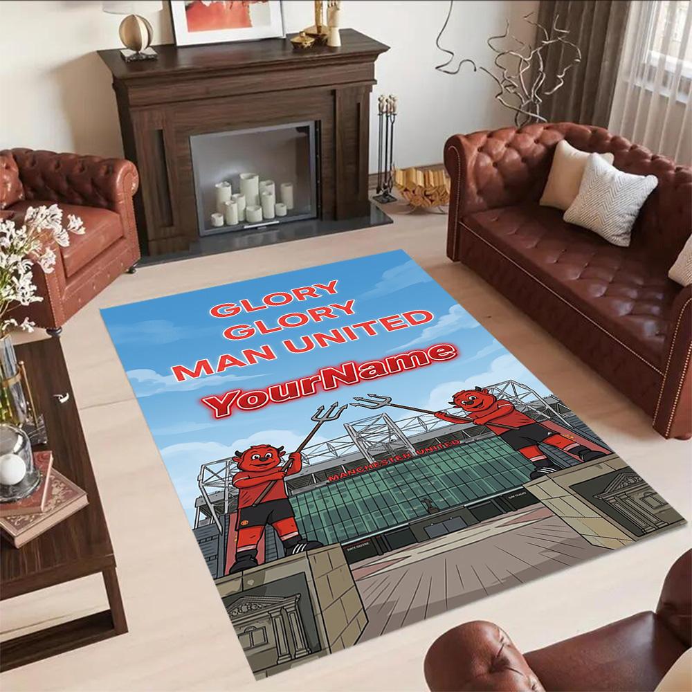 Manchester Customizable Name Floor Mat Perfect for Foyer Dormitory Playrooms Decorate room Anti-slip Rug Anime Office Decor Birthday/Christmas Gift