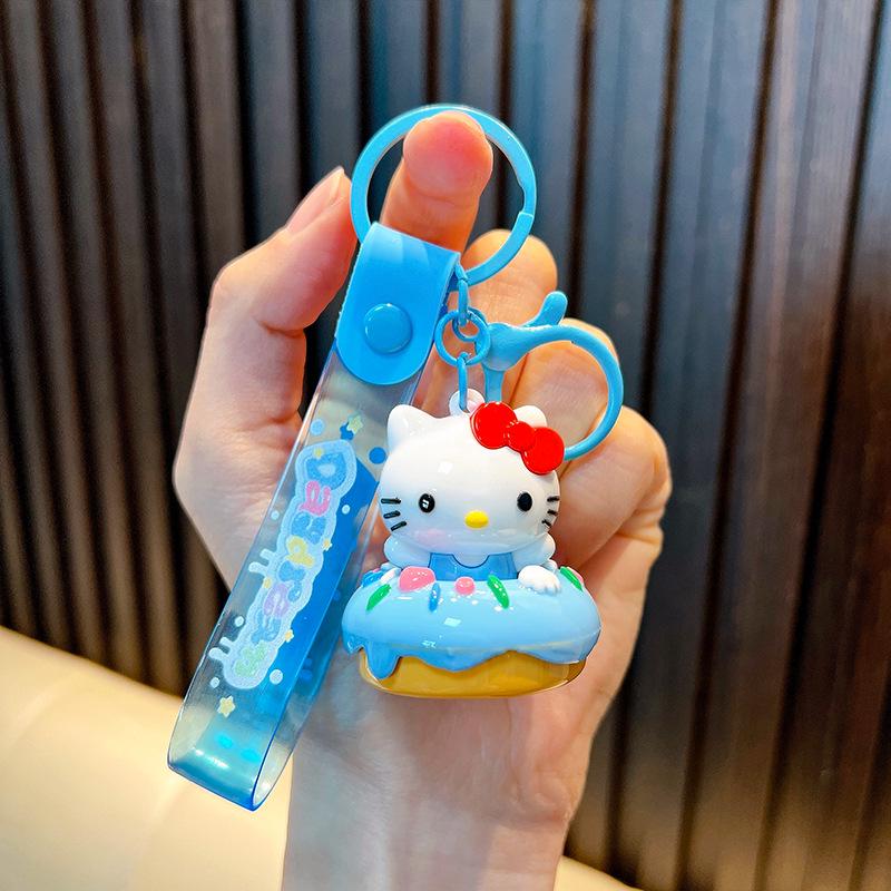 

Cartoon Cat Keychain Soft Rubber Pendant for Bags and Car Keys - Couple Gift синий