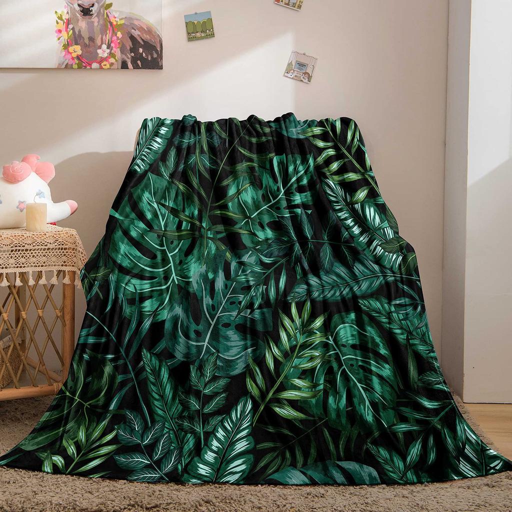 Tropical palm leaves Printed Blanket for Sofa Bed Travel Camping Living Room Office Conditioning Blanket for All Seasons Gifts
