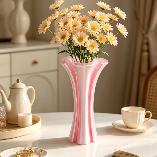 Eco Friendly PLA Vase Modern 3D Printed Vase, Artistic Flower Elegant Living Room Decoration Table Centerpiece for Artificial Plants, Fresh