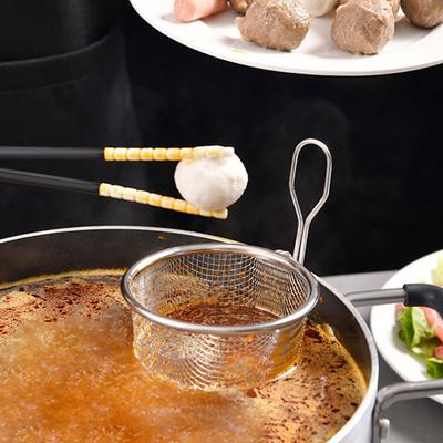 1pc Stainless Steel Strainer Basket Fine Mesh For Noodles Ramen Dumplings Hot Pot Cooking Japanese Style Kitchen Skimmer