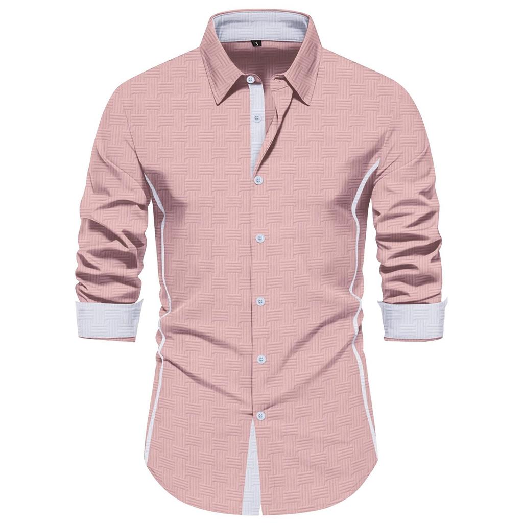 Cămașă Casual Business cu Imprimeuri Retro cu Mânecă Lungă pentru Bărbați Cămașă cu Guler Revers cu Nasturi pentru Bărbați
