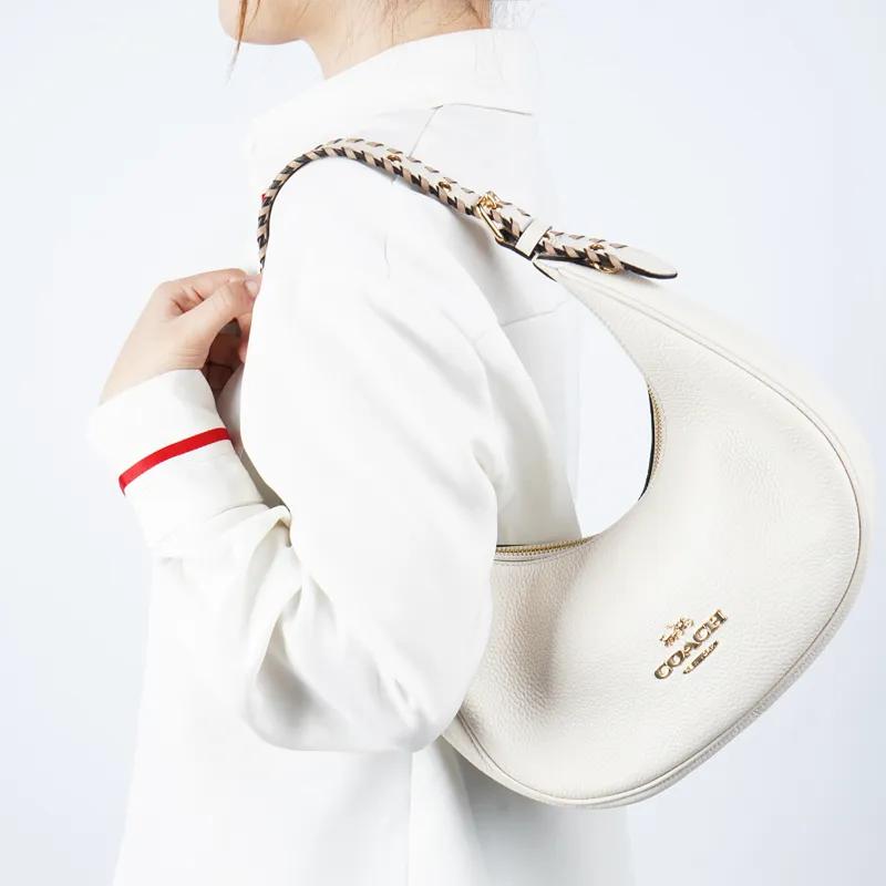 COACH Bailey Refined Pebbled Leather Smooth Leather Hobo Bag , Shoulder Bag , Handbag Large Women's White (Unisex) Shoulder Bags