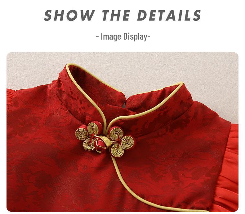 Girls' Summer 2026 Chinese-Style First Birthday Dress – Trendy Retro Design