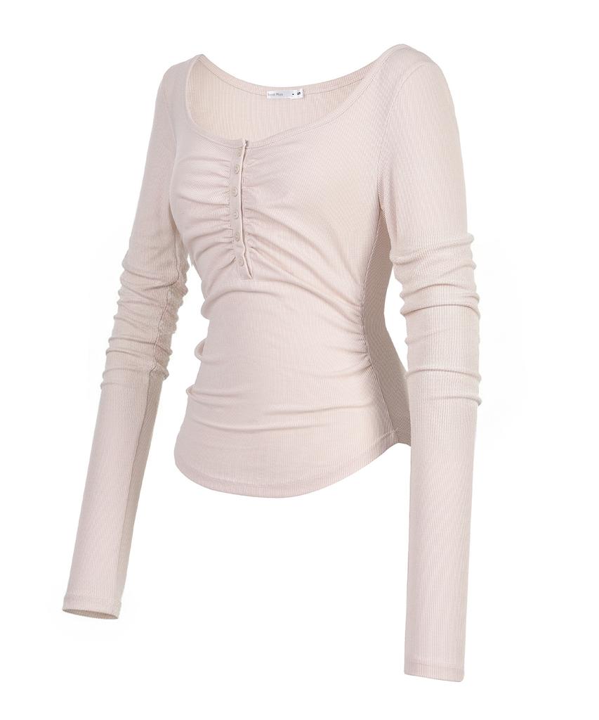 Leijeumiya Faye Soft Shirring Top [Baby Pink]