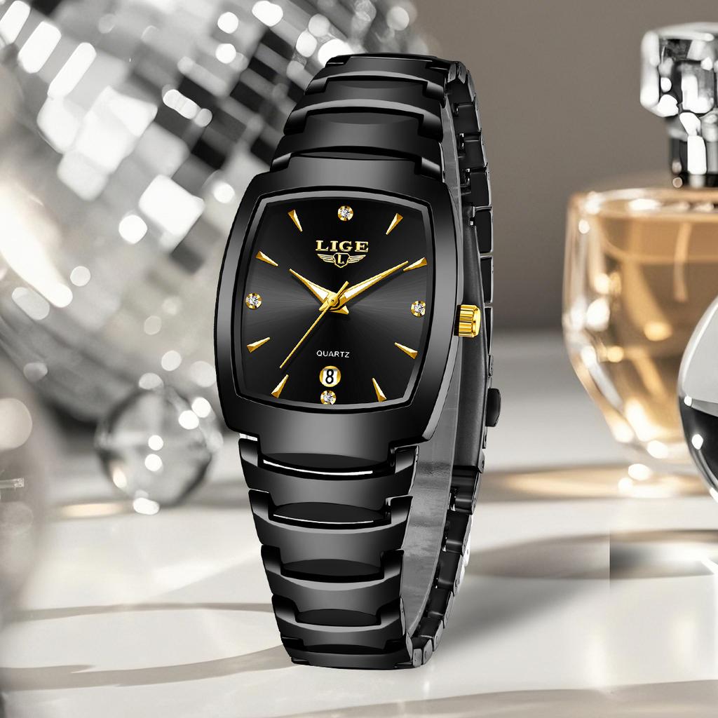 LIGE New Women's Watch Elegant Fashion Quartz Wristwatches 3ATM Waterproof Date Steel Strap Watches Ladies Gifts Reloj Mujer