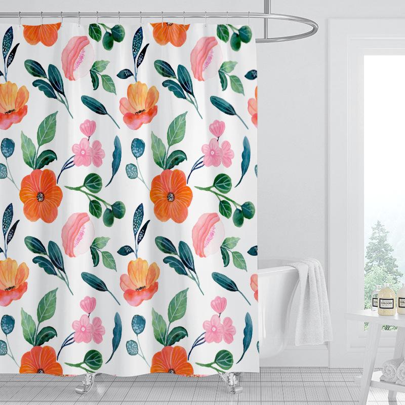 JINRUN Badezimmer verdickter wasserdichter Vorhang, schimmelfester Duschvorhang, Duschtrennwand-Vorhang, Duschvorhang, Badezimmer-Vorhang, kostenlose Perforation