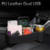 Upgrade Storage Box Car Seat Gap Organizer Pocket PU Leather Auto Seat Side Slit Accessories With 12/24V Cigarette Lighter Drive