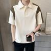 Herrenbekleidung Sommer Mode Kontrastfarbe Patchwork Atmungsaktiv Polo T-Shirt Männlich Einfach Lässig Kurzarm Locker Baumwolle Oberteile