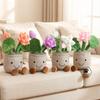 Flor de Peluche de Loto de 30 cm con Piernas Rellena Rosa Morado Blanco Planta Cara Sonriente Peluche Decoración para el Hogar y la Oficina Regalo