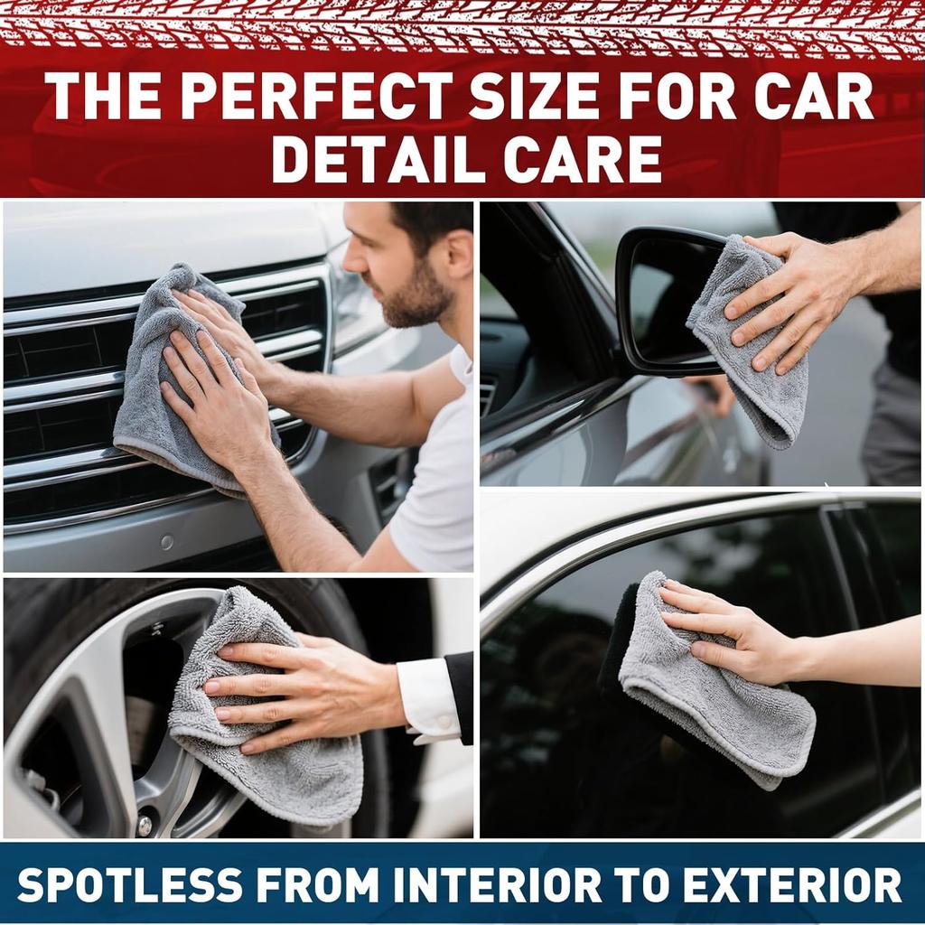 Microfiber Cleaning Cloths Bulk-18 Pack, Gray Microfiber Towels For Cars, Ultra Absorbent Microfiber Towel Weave Grime & Liquid For Streak-Free