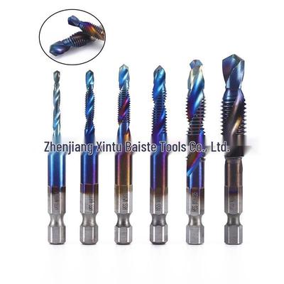 Blue-Plated High-Speed Steel Hex Shank Spiral Tap Countersink Drill