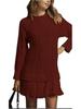 2025 Women's Sweet Cable Knit Chiffon Patchwork Mini Dress