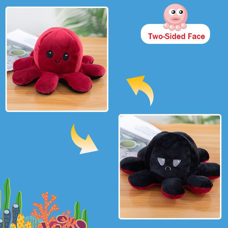Adorable Double-sided Flip Reversible Octopus Plush Toy In Soft And Lifelike Style