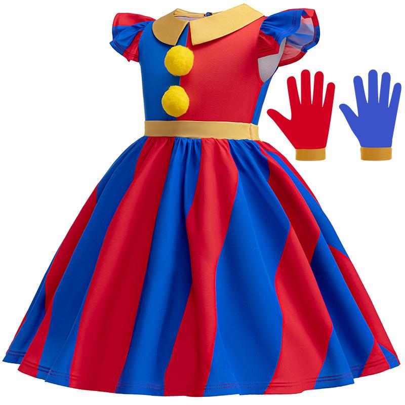 Children'S Dress Cosplay Magic Digital Circus Pamney Halloween Show Clown Costume