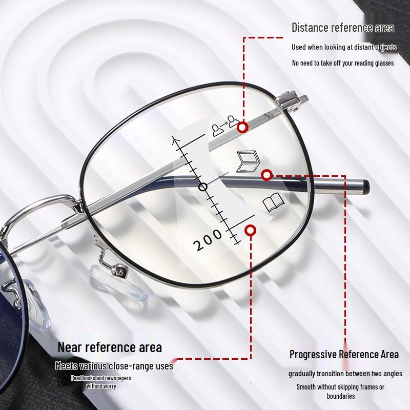 Ultra-light Anti-Blue Light HD Progressive Reading Glasses for Men - Multi-Focus Eye Protection for Near and Distance Vision