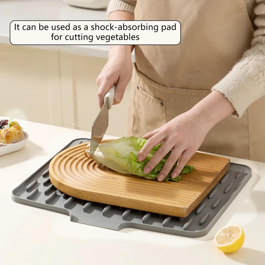 Multi Functional Silicone Sloped Drying Mat Heatproof Non Slip Pad Kitchen Sink Drying Mat for Kitchen Countertop Dishes