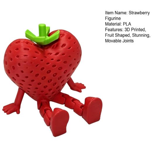 Umbra Studio 3D Printed Fruit Figure with Movable Joints, Collectible Articulated Red Strawberry Figurine for Home Office Executive Desk Decor