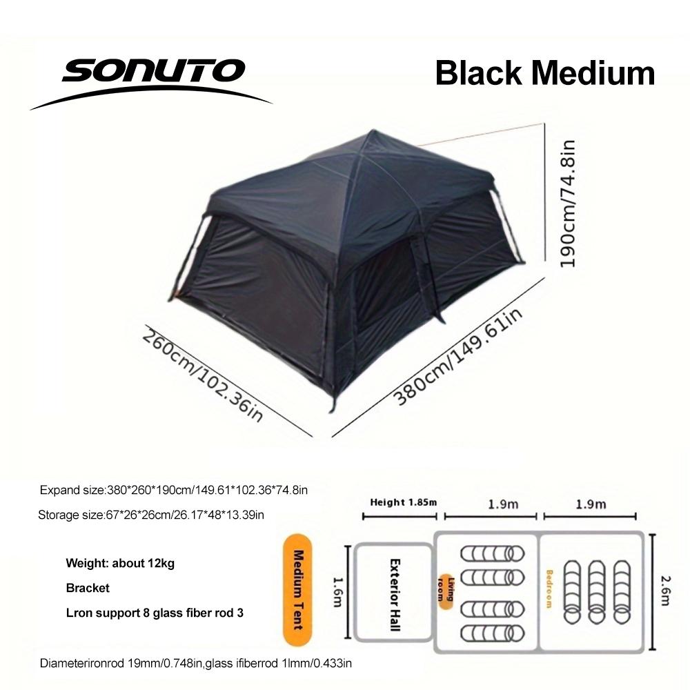 Sonuto Tent Outdoor Camping Overnight Two-bedroom Portable Thickened Field Awning Camping Equipment Family Gathering