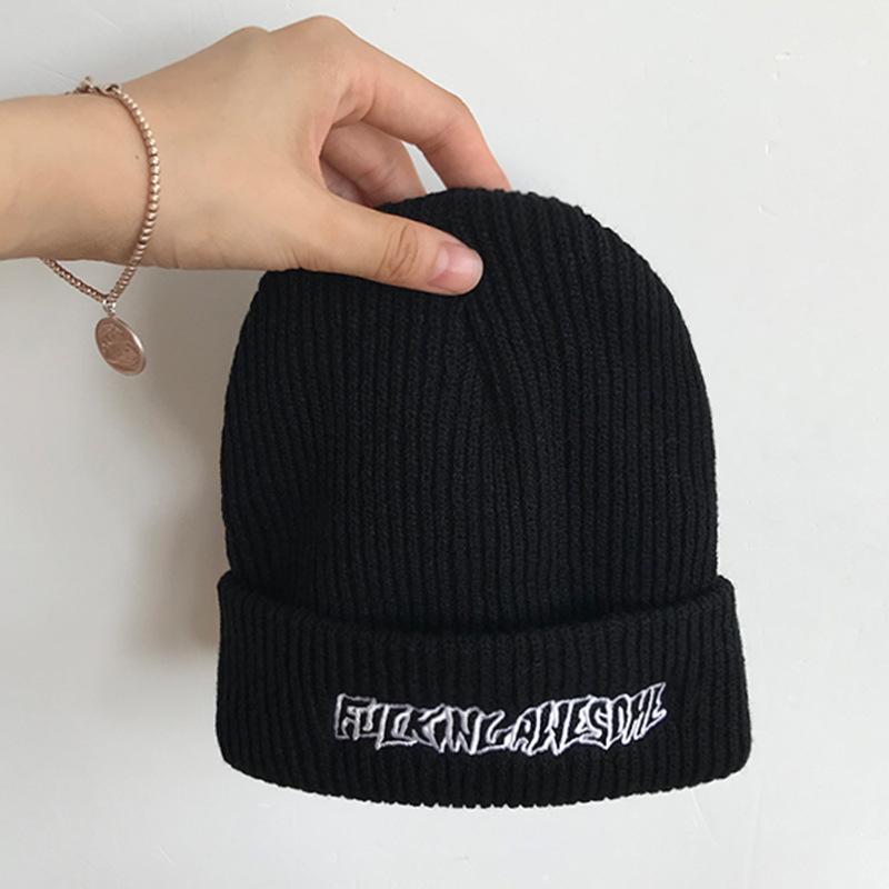Korean Ins Super Hot Knitted Hat Men Autumn and Winter Retro Embroidery Cold Hat Spring and Autumn Hip Hop Trendy Brand Woolen Hat Women