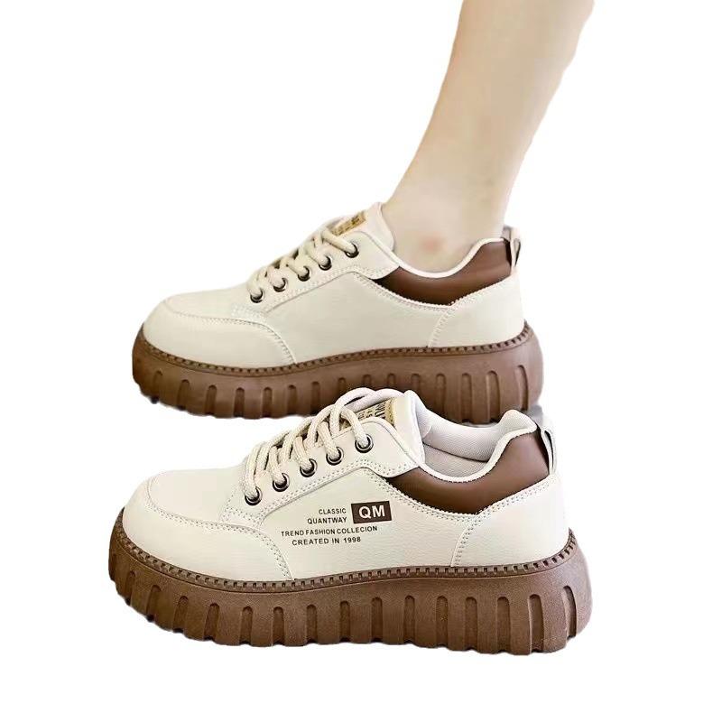 2025 new, spring soft-soled sports shoes women's versatile ins trendy board shoes, thick-soled heightening fashionable casual trendy shoes