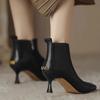 Elegant Modern Boots Women 2024 Winter Hot Sale Ankle Women's Boots Fashion Sewing Pointed Toe Thin Heels Side Zip Shoes Women