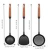 Heat-resistant Iron Wok Spatula Wood Long Handle Strainer Spoon Frying Scoop  Chinese Restaurant