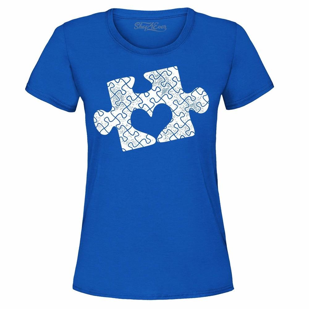 Heart Puzzle Piece Women's T-Shirt Autism Awareness Advocate Accept Shirts