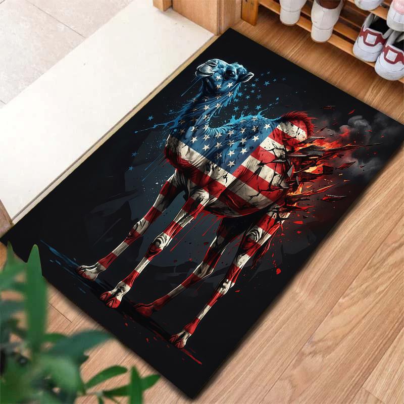 American flag  animals Pattern Square Carpet,Area Rug,Carpet Rug for Living Room Bedroom Sofa Playroom Decor,Non-slip Floor Mat,Holiday Birthday Gifts