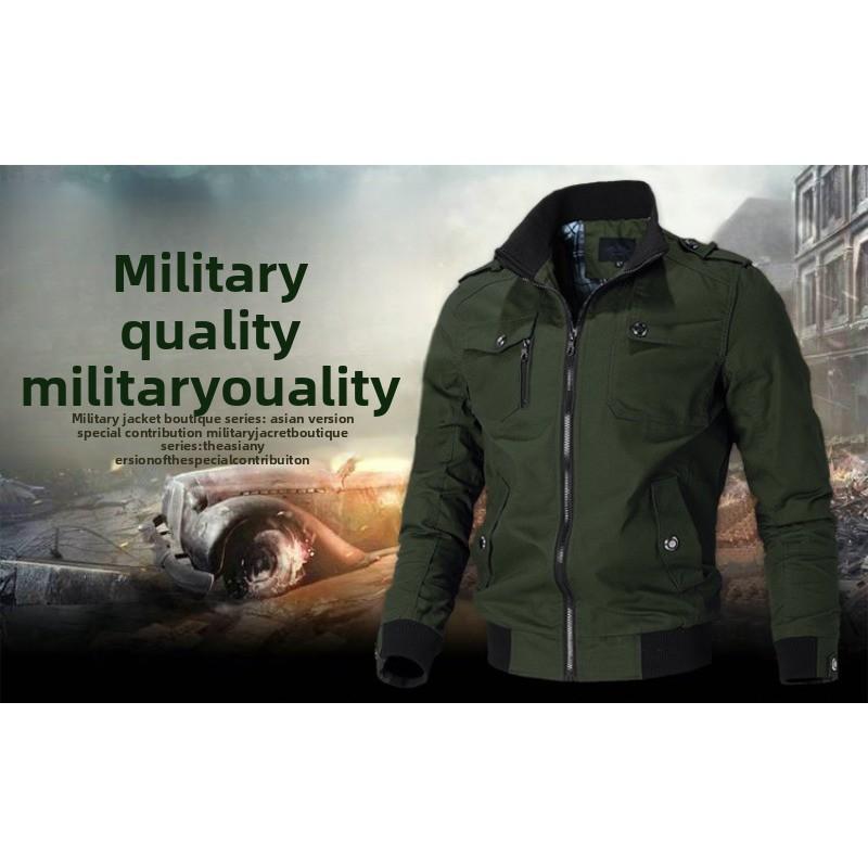 Large size men's coat autumn trend casual Korean version handsome slim tooling jacket cotton military top tide