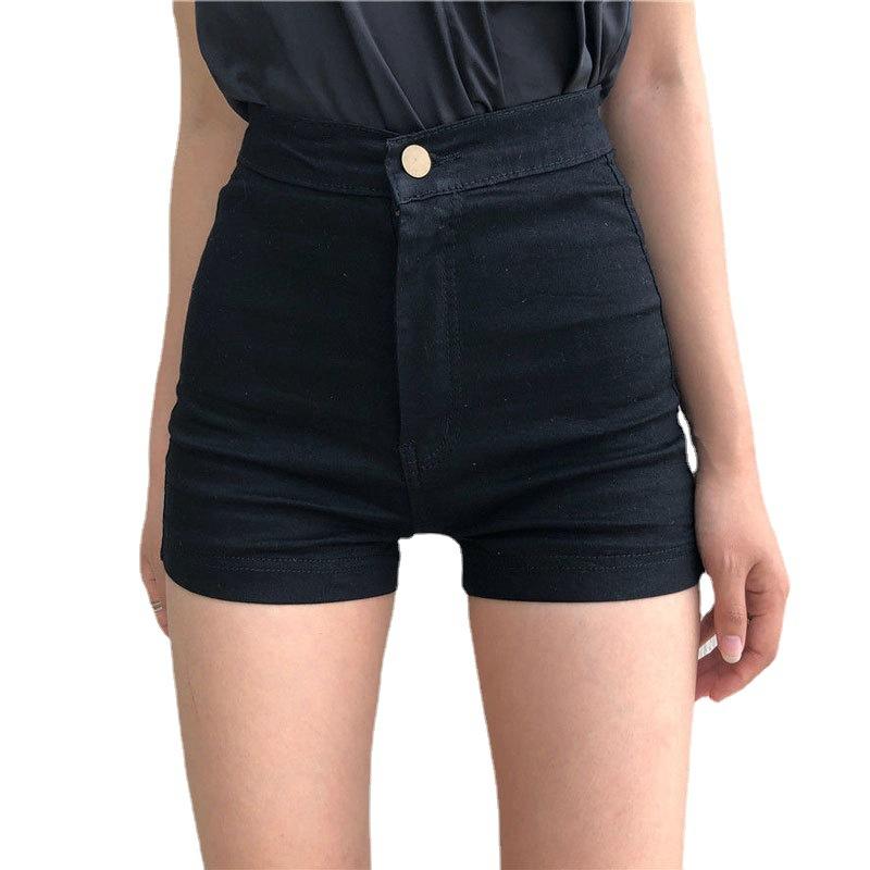 Comodi Skinny Alla Moda e Versatili Neri Vita Alta Pantaloncini di Jeans Donna Pantaloni Estivi Aderenti Pacchetto Fianchi Elastici Super Corti Pantaloni a Linea A