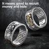 3pcs Vintage Copper Coin Pixiu Ring Chinese Feng Shui Unisex Amulet Adjustable Ring For Men Women Bring Wealth Good Luck Jewelry Gift